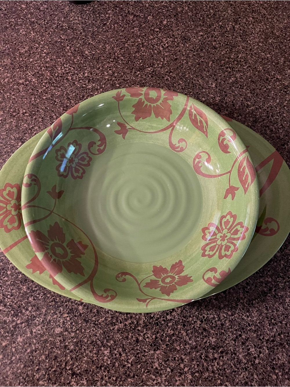 TarHong  Melamine Large Serving Bowl and Platter with Floral Motif